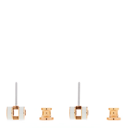 Hermes Rose Gold Lacquered Mini Pop H Earrings White 3 of 4