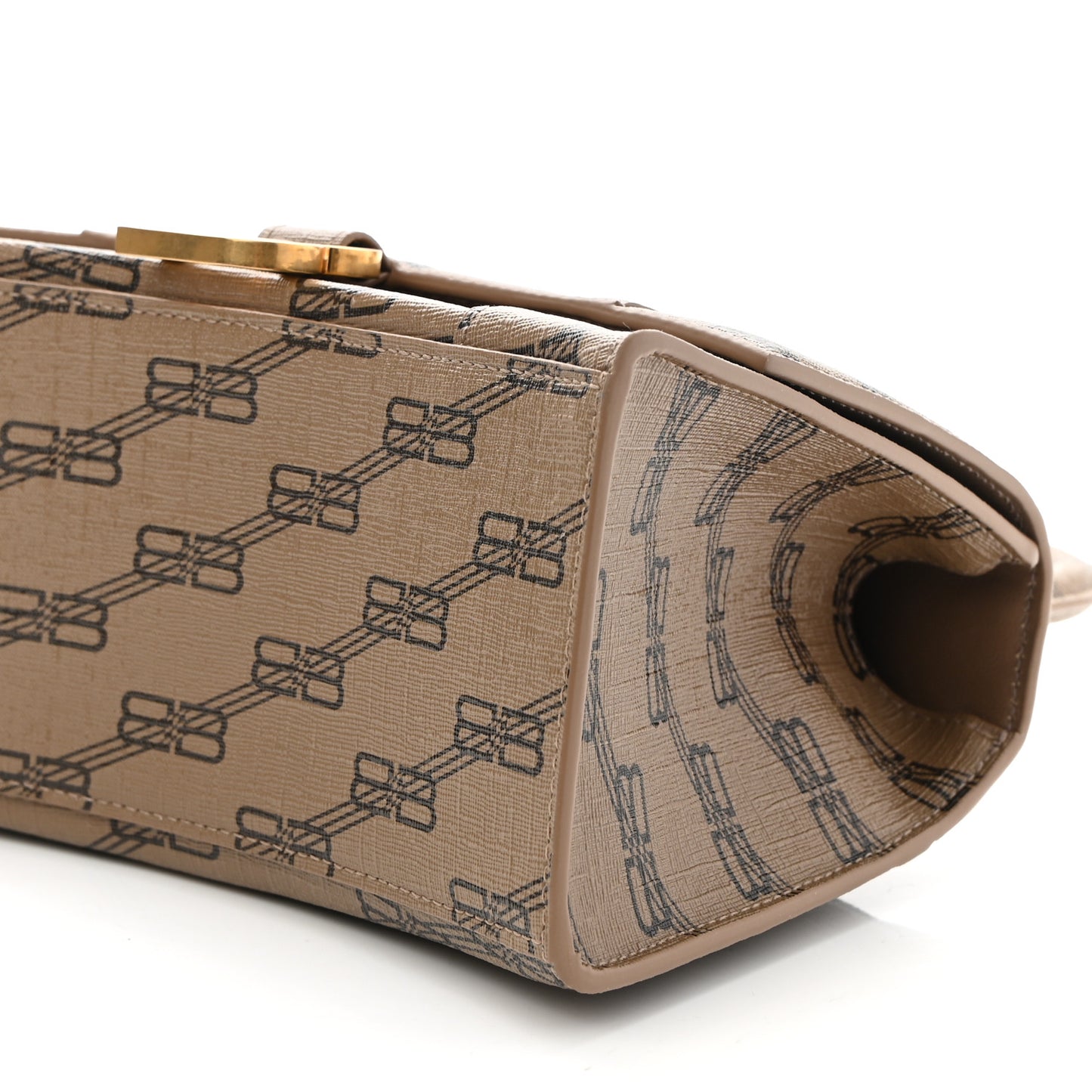 Coated Canvas BB Monogram Small Hourglass Top Handle Bag Beige Brown