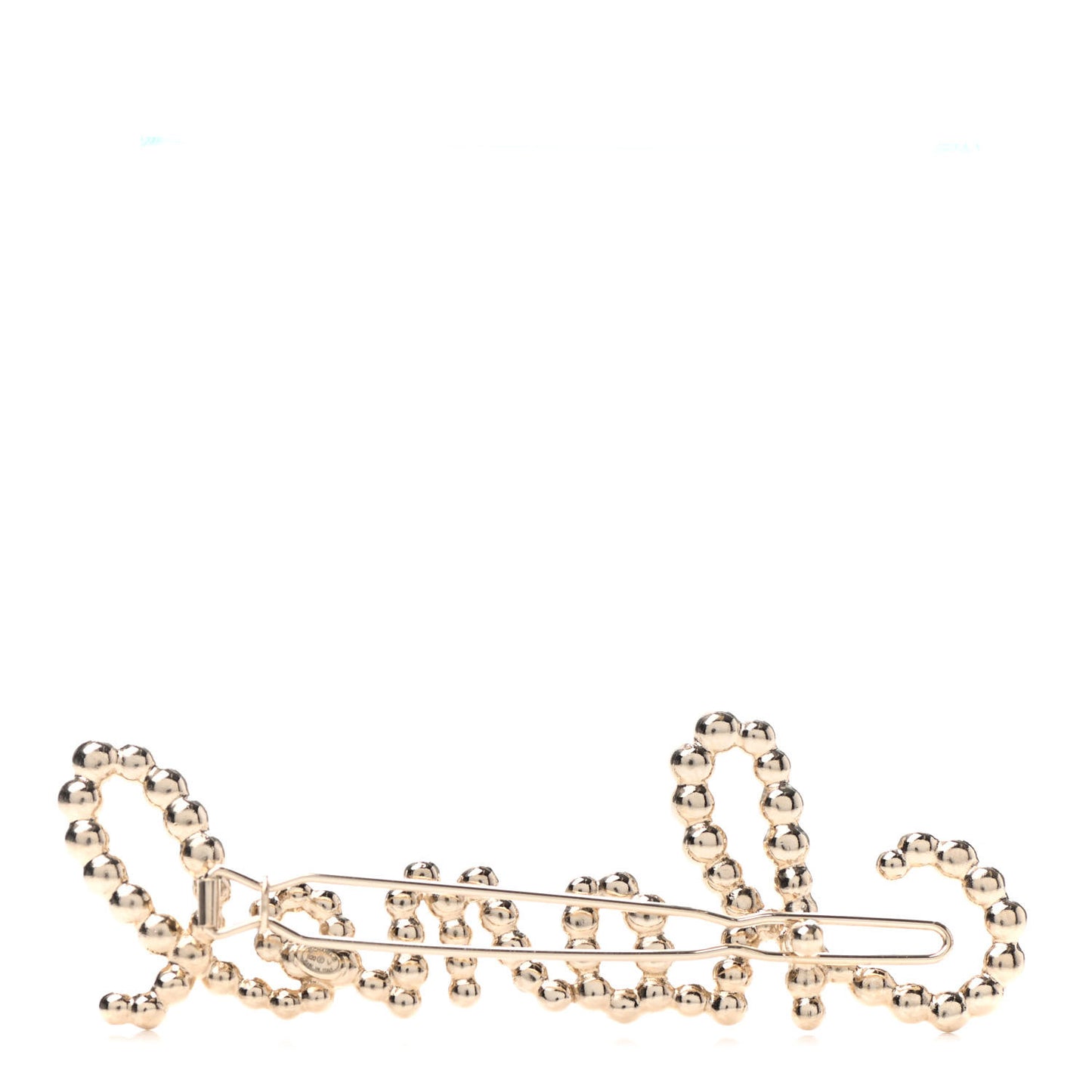 Metal Glass Swirling Pearls Hair Clip Gold