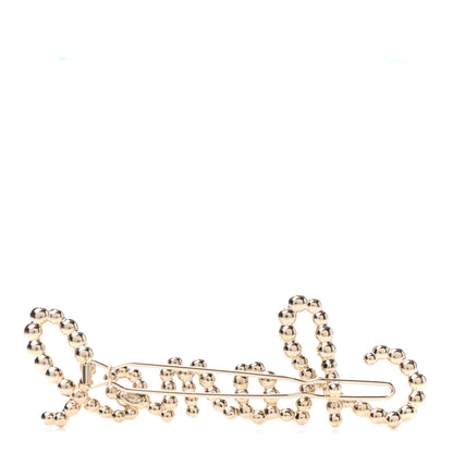 Chanel Metal Glass Swirling Pearls Hair Clip Gold 2 of 3