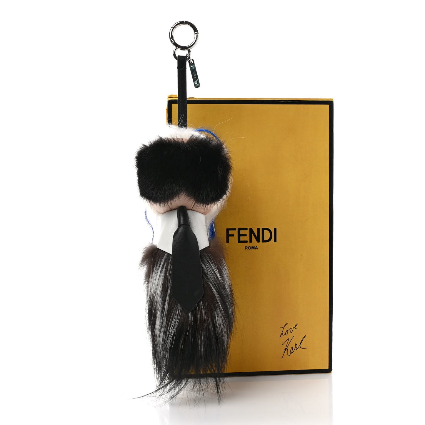 Mink Fox Goat Fur Karlito Bag Charm Blue