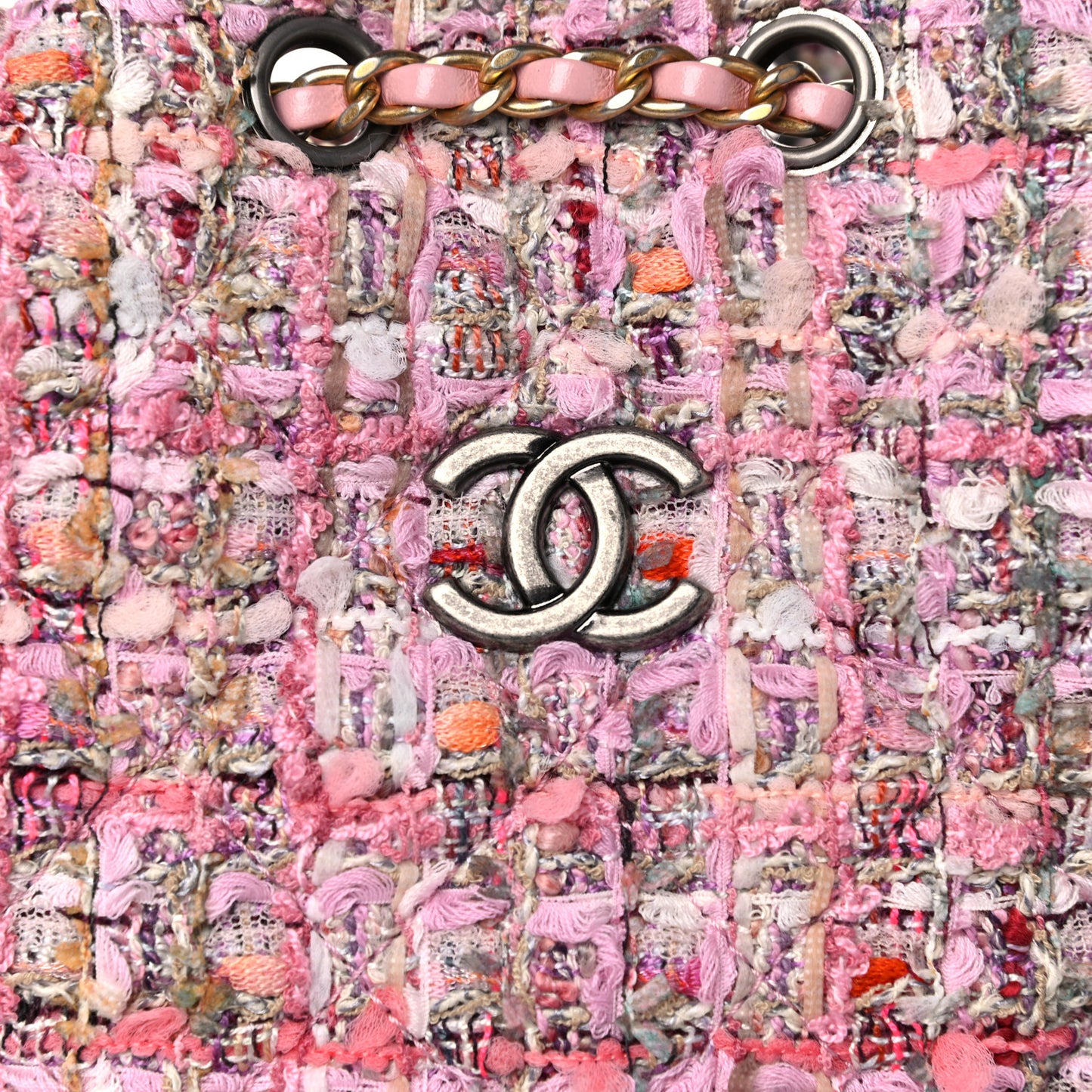 Tweed Calfskin Quilted Gabrielle Backpack Pink