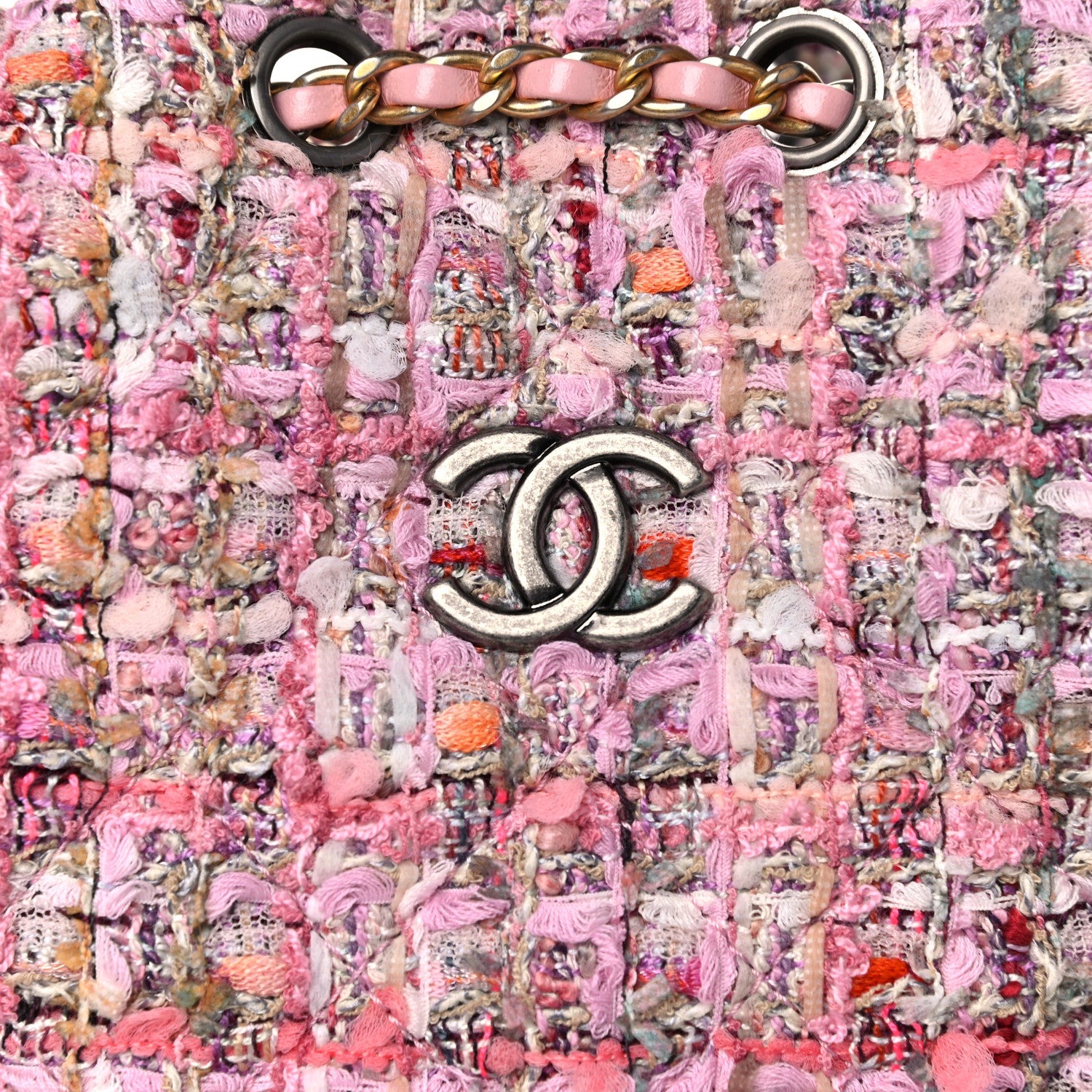 Chanel Tweed Calfskin Quilted Gabrielle Backpack Pink 14 of 14