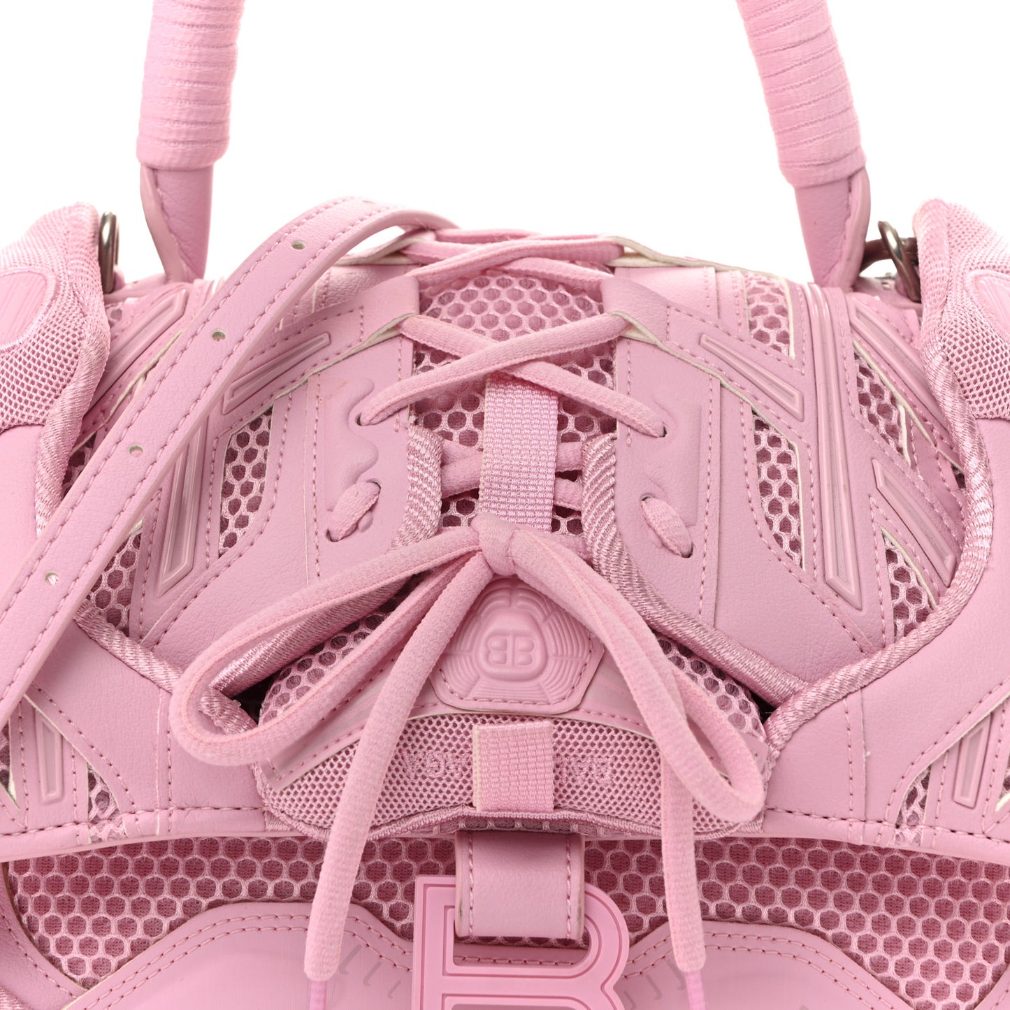 Faux Calfskin Fabric Small Sneakerhead Top Handle Bag Pink