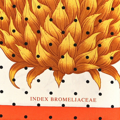 Hermes Silk Index Bromeliaceae Scarf 90 Ivory Orange Beige 5 of 5