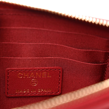 Chanel Sheepskin Quilted Mademoiselle Vintage Zip Pouch Red 6 of 8