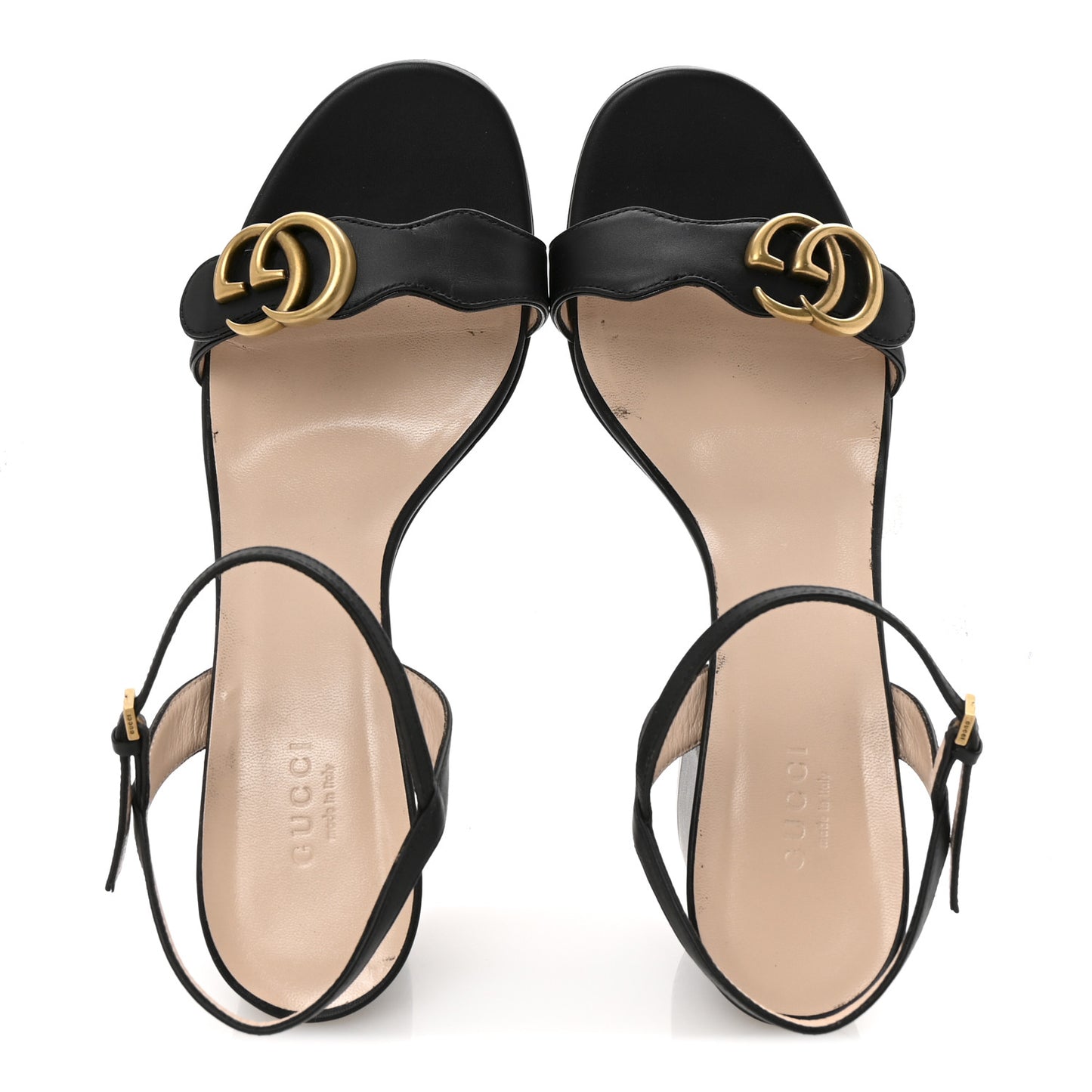 Lifford Calfskin GG Marmont Ankle Wrap 75mm Sandals 39.5 Black