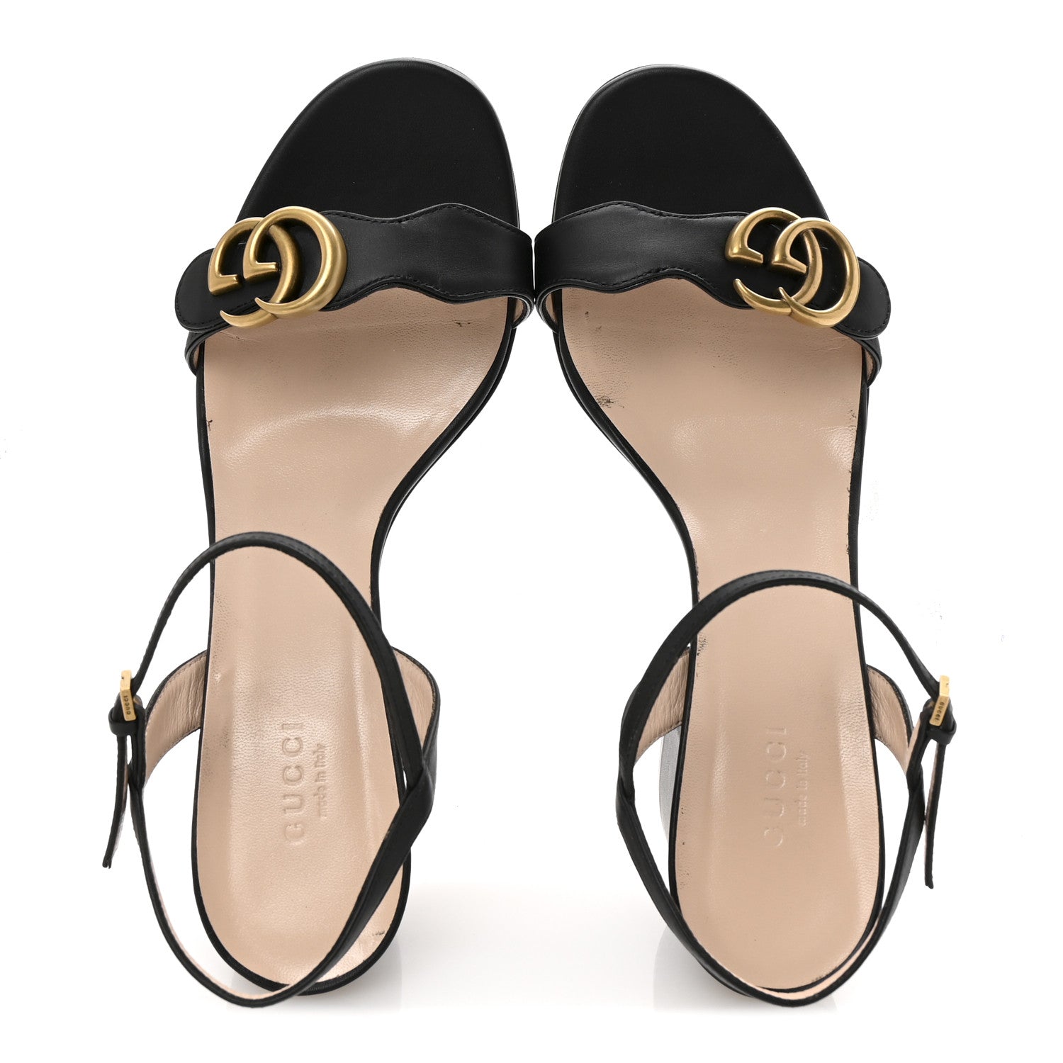 Gucci Lifford Calfskin GG Marmont Ankle Wrap 75mm Sandals 39.5 Black 3 of 16