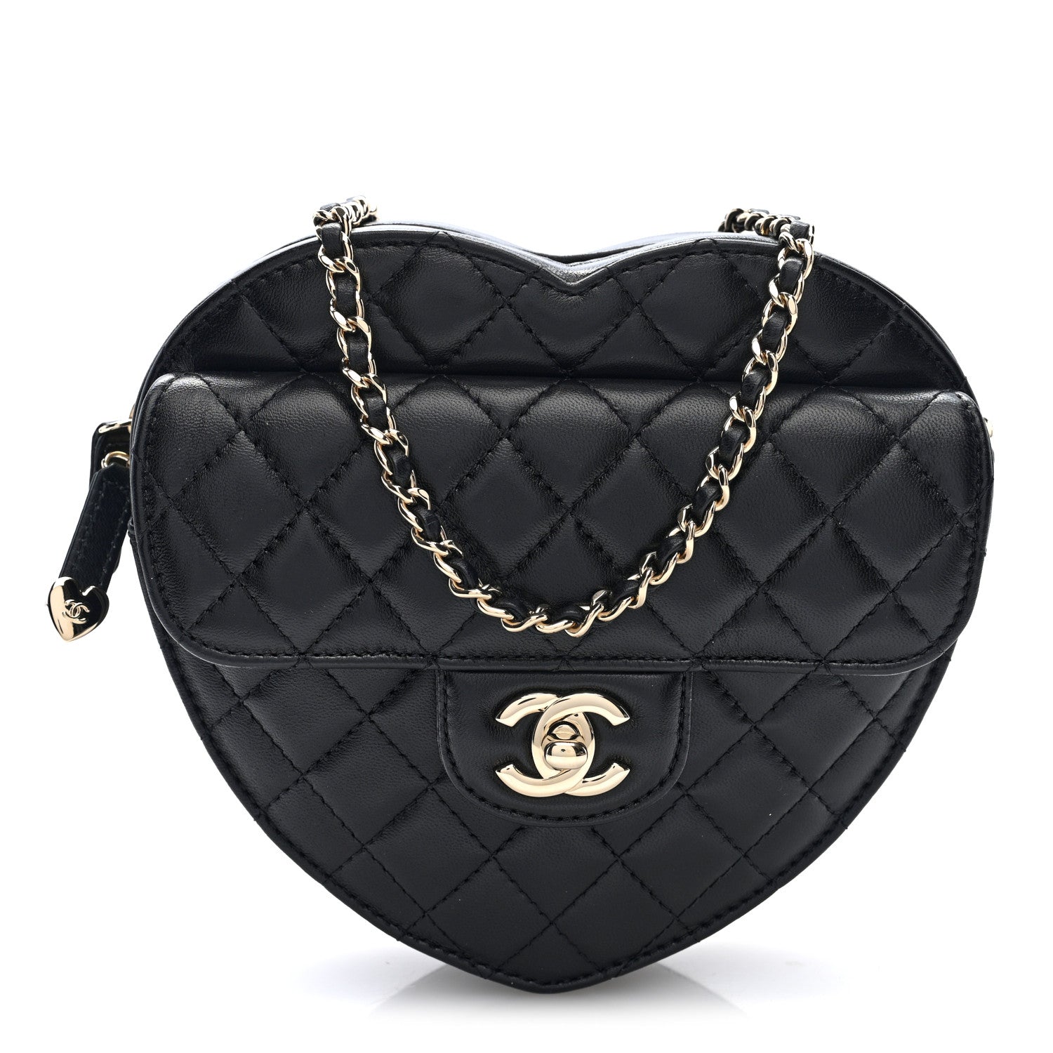 Chanel Lambskin Quilted CC In Love Heart Bag Black 1 of 9