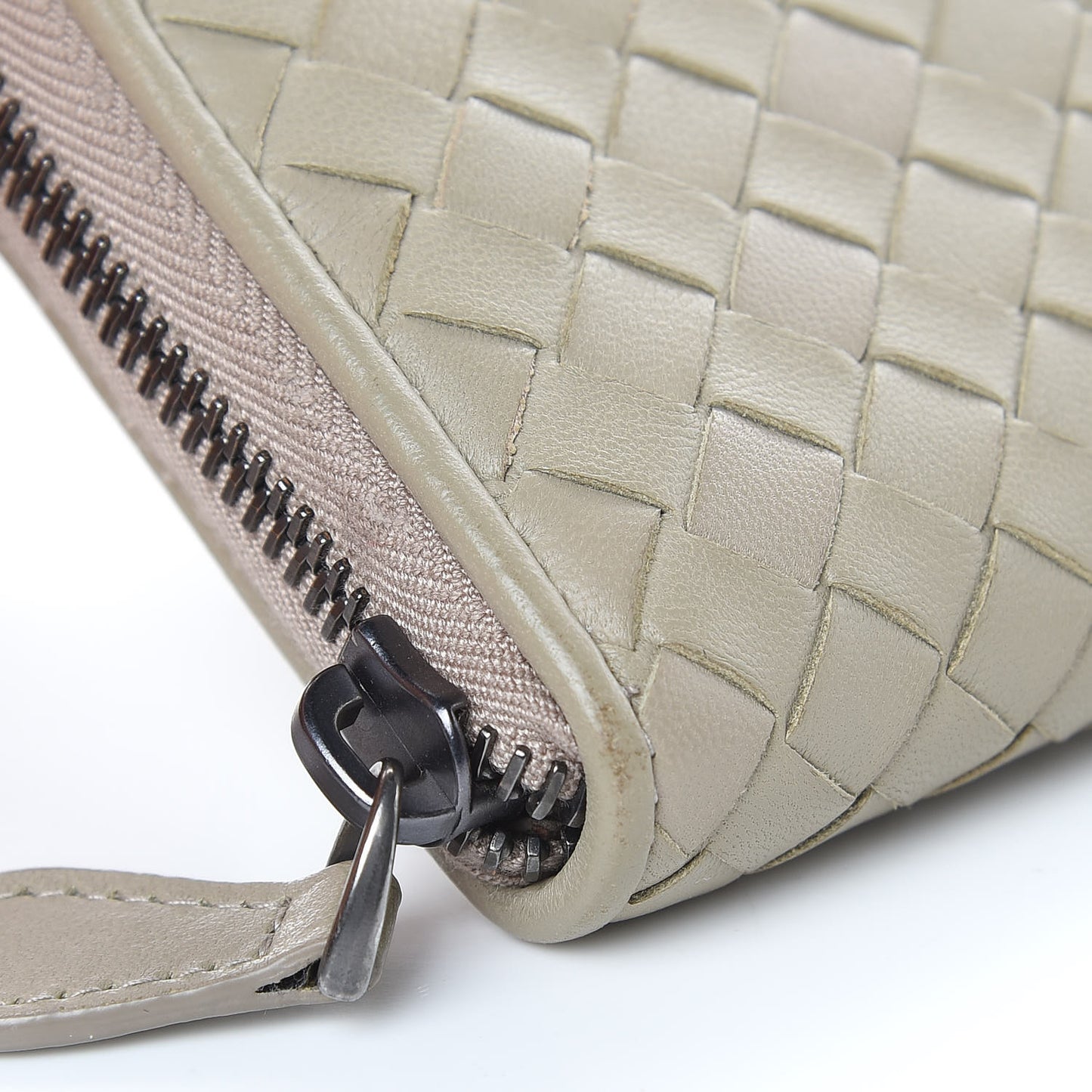 Nappa Intrecciato Zip Around Coin Purse Fume