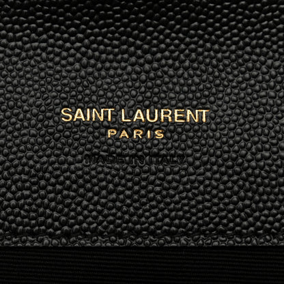 Saint Laurent Grain De Poudre Matelasse Chevron Monogram Envelope Clutch Black 6 of 9
