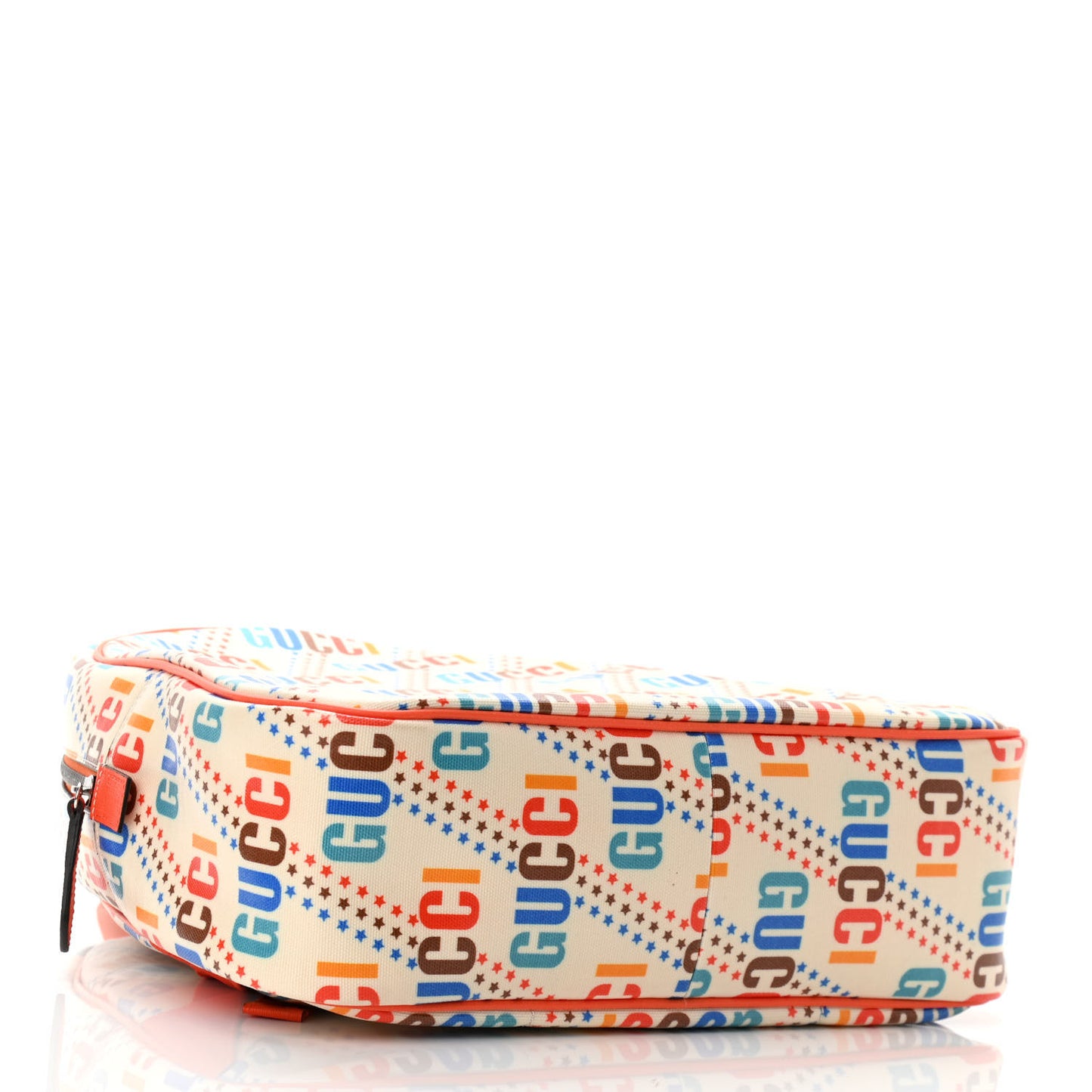 Coated Canvas Logo Star Print Childrens Dome Backpack Beige Multicolor Vibrant Orange