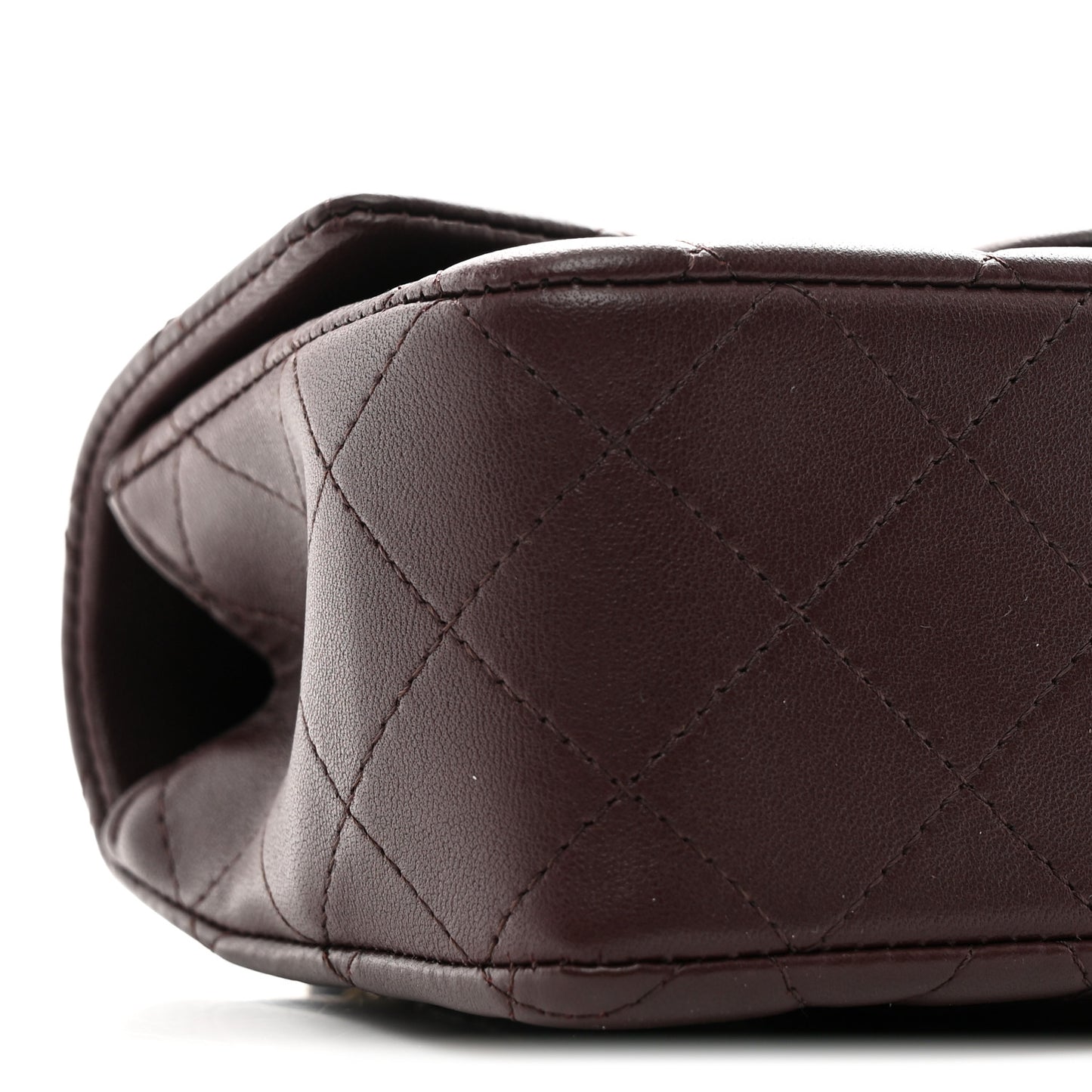 Lambskin Quilted Mini Top Handle Rectangular Flap Dark Brown
