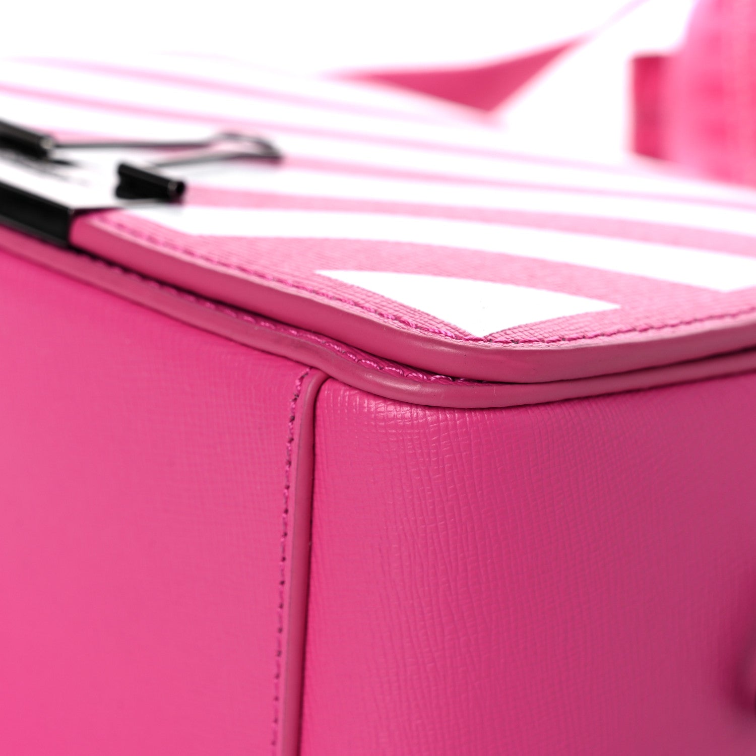 Off-White Saffiano Striped Mini Diag Binder Clip Bag Pink White 9 of 11