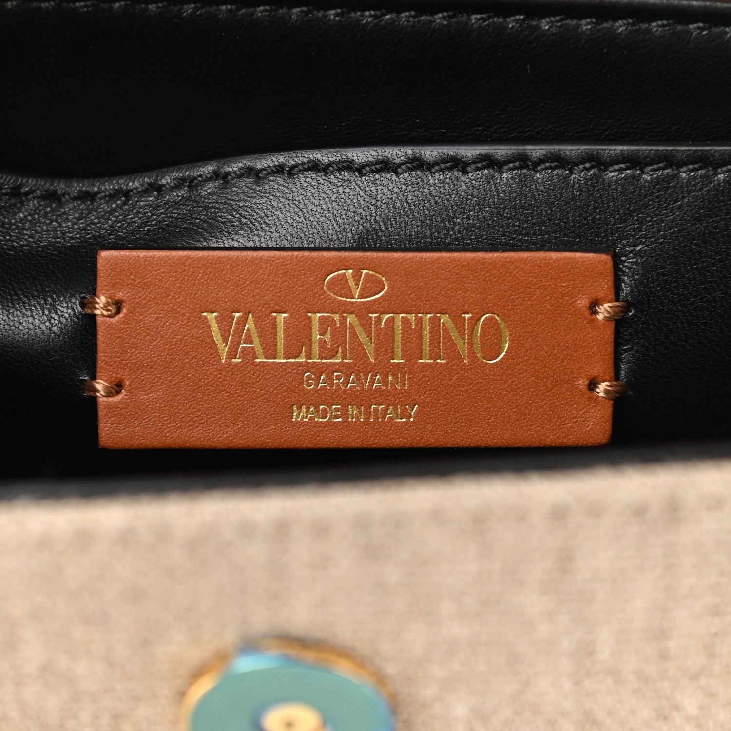 Valentino Garavani Calfskin Linen Small Supervee Crossbody Bag Saddle Brown Natural 6 of 8
