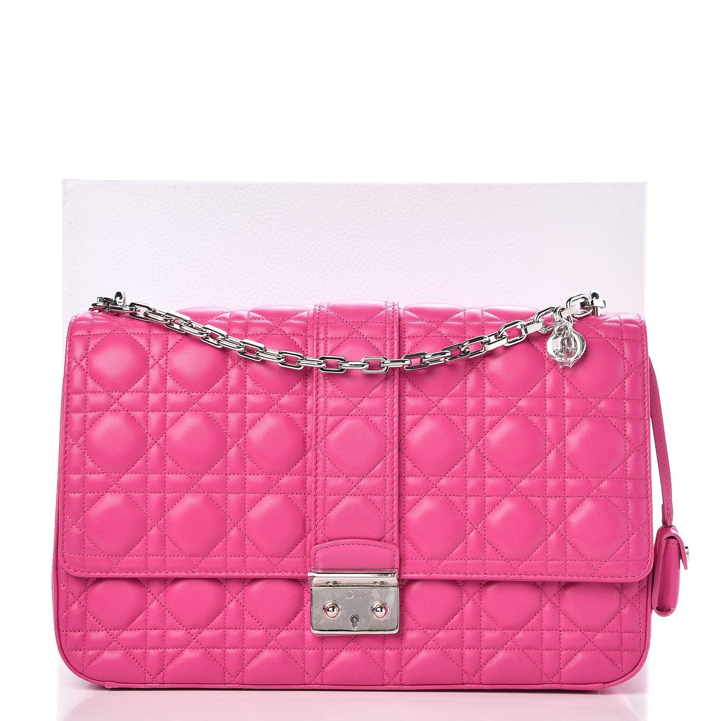 Lambskin Cannage Large Miss Dior Flap Fuchsia