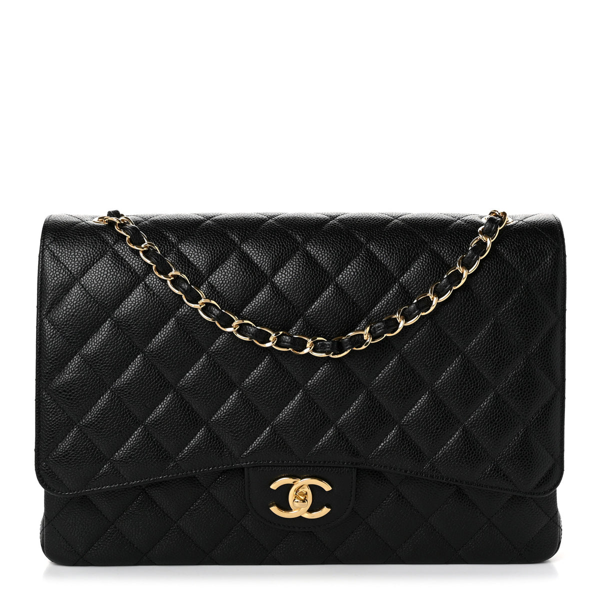 Caviar Quilted Maxi Double Flap Black