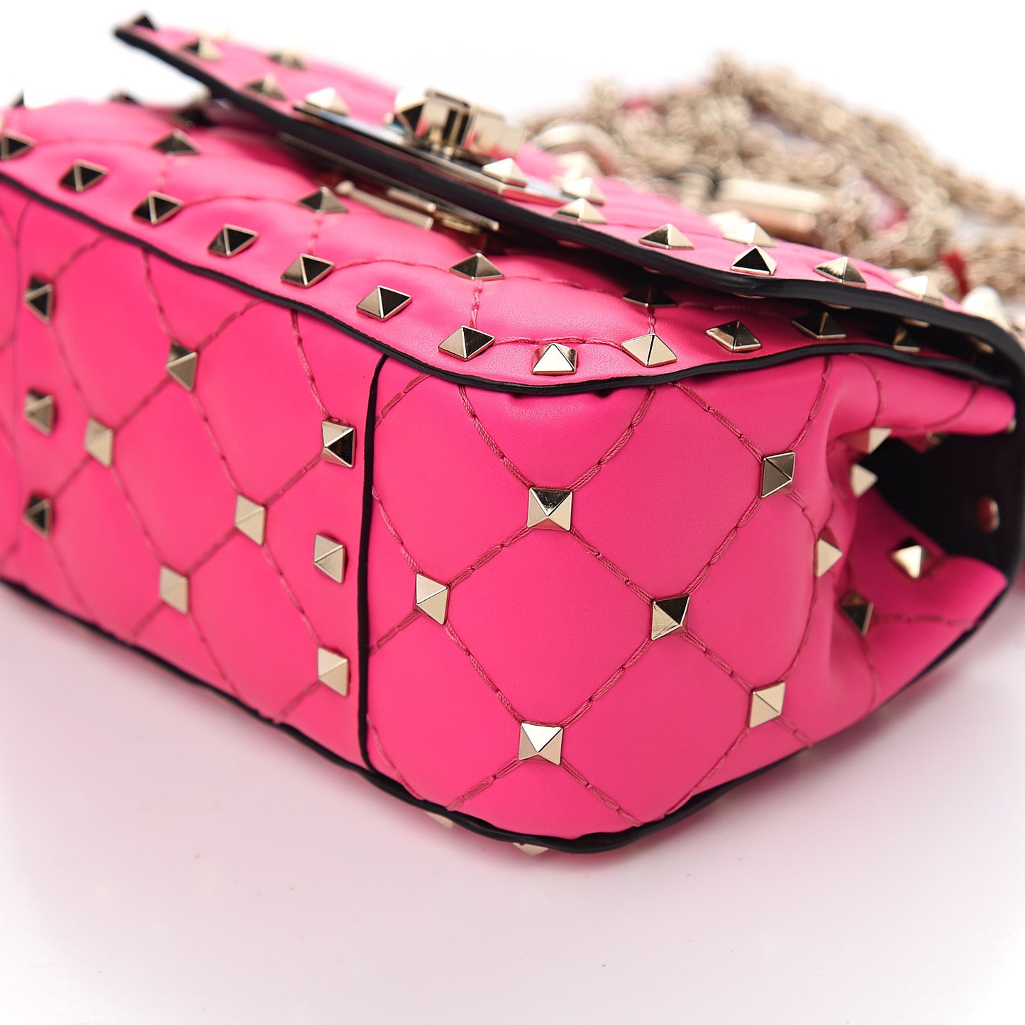 Calfskin Micro Rockstud Spike Shoulder Bag Azalea