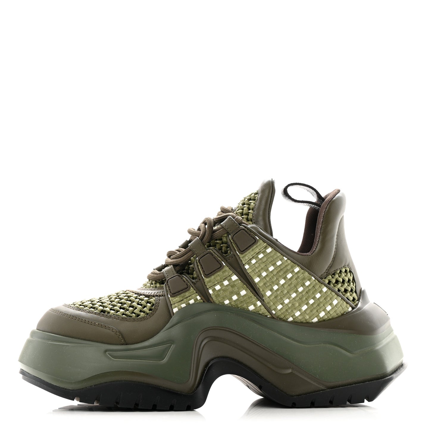 Calfskin Raffia LV Archlight 2.0 Platform Sneakers 37 Kaki