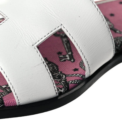 Hermes Box Calfskin White Bois De Rose Oran Sandals 36.5 White 8 of 8