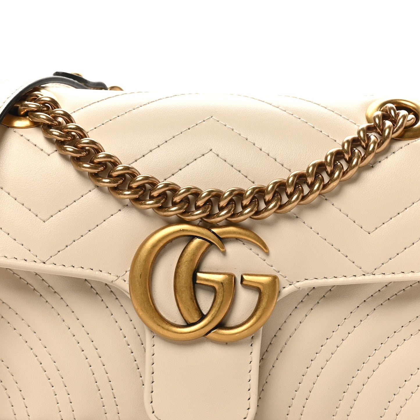 Calfskin Matelasse Mini GG Marmont Shoulder Bag White