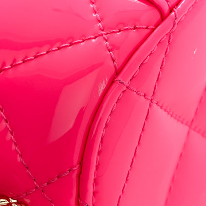 Chanel Patent Quilted CC Vani-Tea Case With Chain Neon Pink 11 of 11