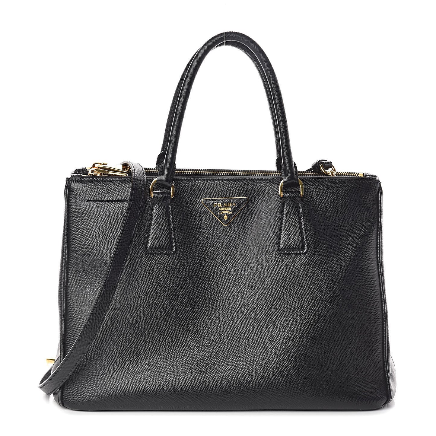 Saffiano Medium Galleria Double Zip Tote Black