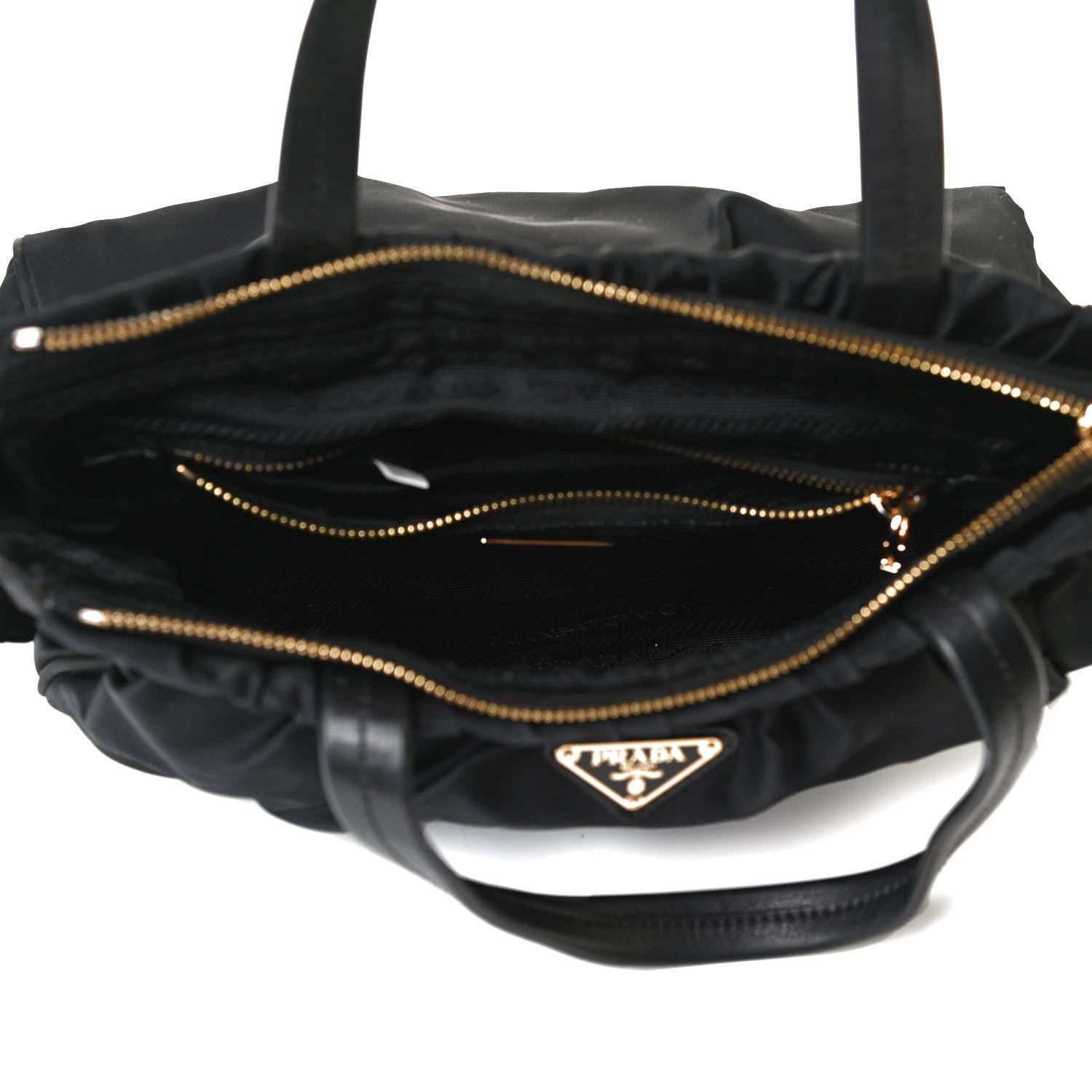 Prada Nylon Soft Calfskin Tote Black 5 of 12