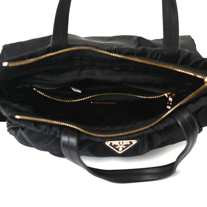 Prada Nylon Soft Calfskin Tote Black 5 of 12