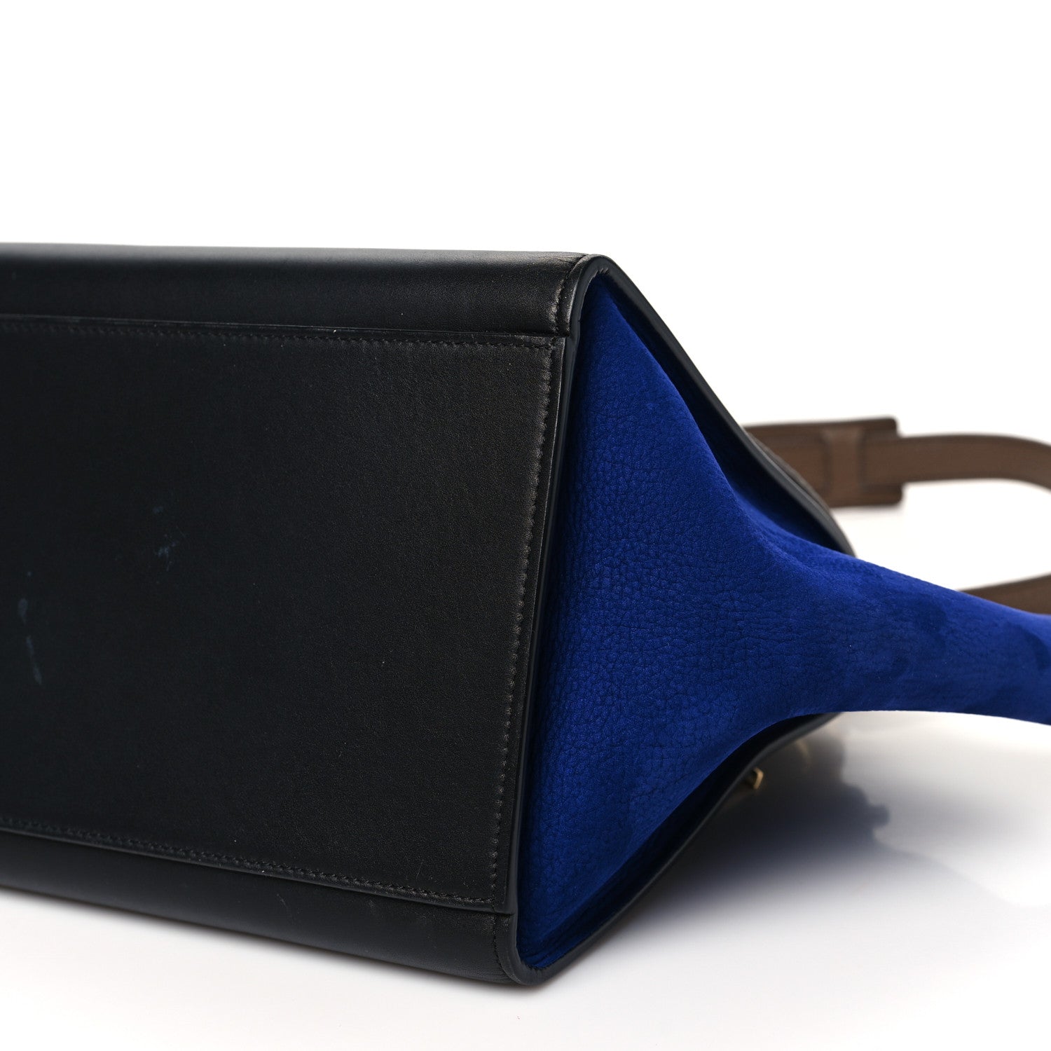 Celine Pebbled Calfskin Suede Small Trapeze Tri-Color Cobalt 9 of 11