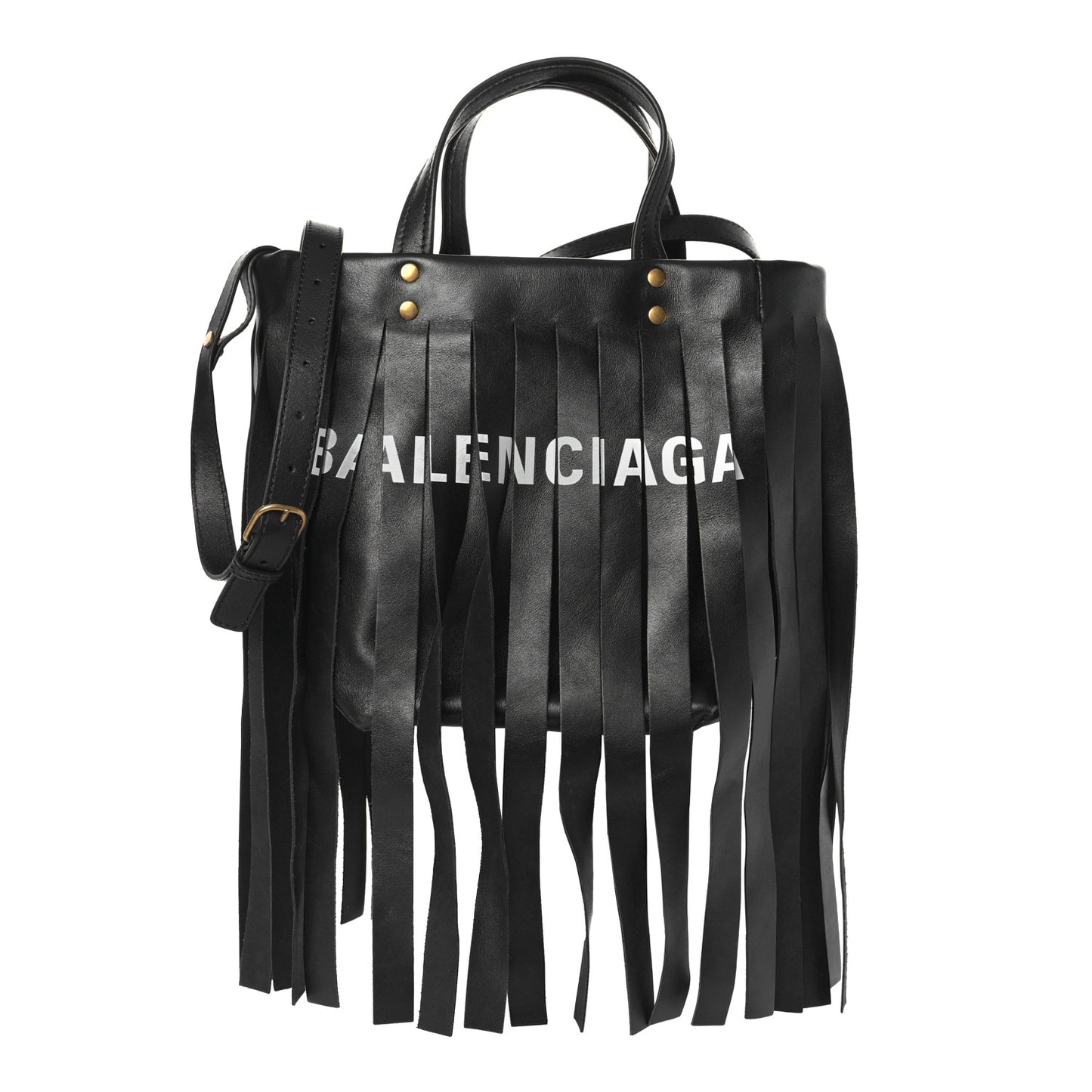 Calfskin XS Fringe Laundry Cabas Black