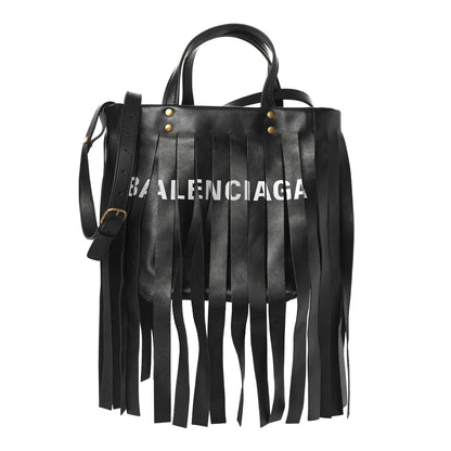 Balenciaga Calfskin XS Fringe Laundry Cabas Black 1 of 9