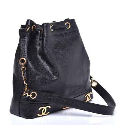 Chanel Caviar CC Drawstring Shoulder Bag Black 3 of 11