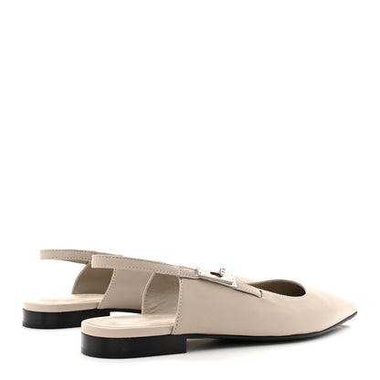 Hermes Nappa Lovely Slingback Flats 37 Beige Galet 5 of 10