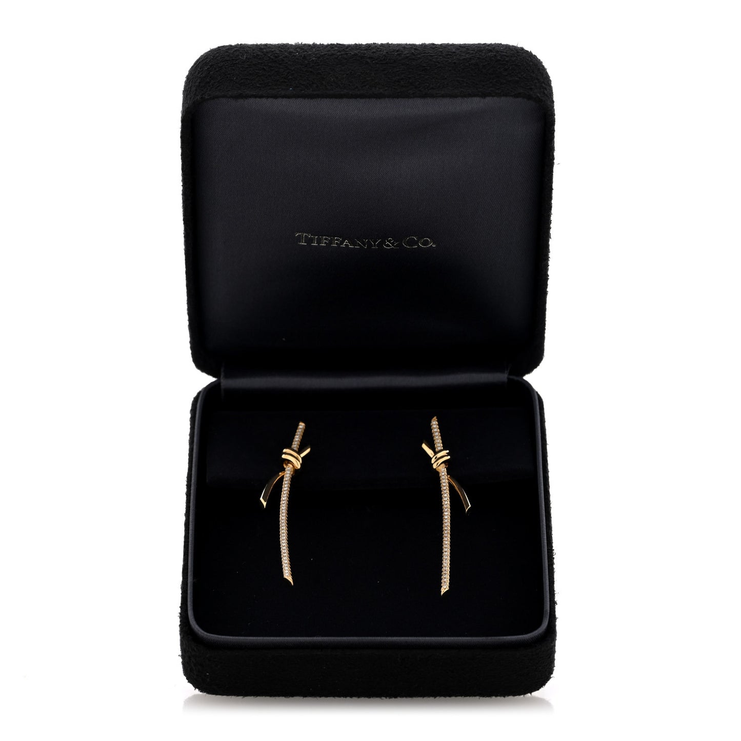 18K Yellow Gold Diamond Tiffany Knot Drop Earrings