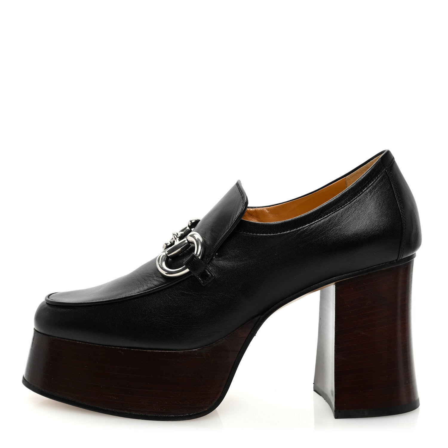 Gucci Malaga Kid Horsebit Platform Loafers 38 Black 1 of 8