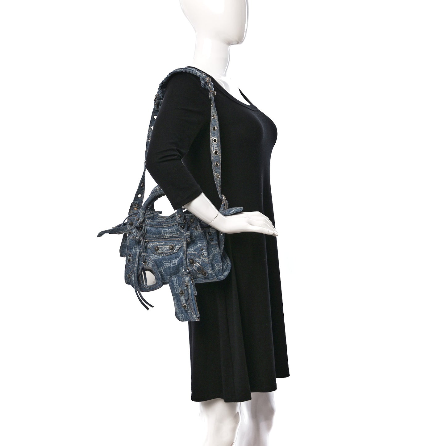 Denim BB Monogram Neo Cagole Handbag XS Blue
