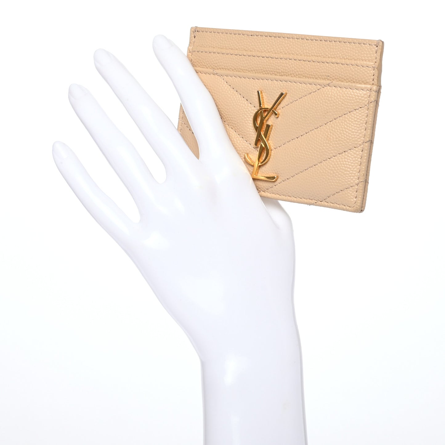 Grain De Poudre Matelasse Chevron Monogram Credit Card Case Nude Powder