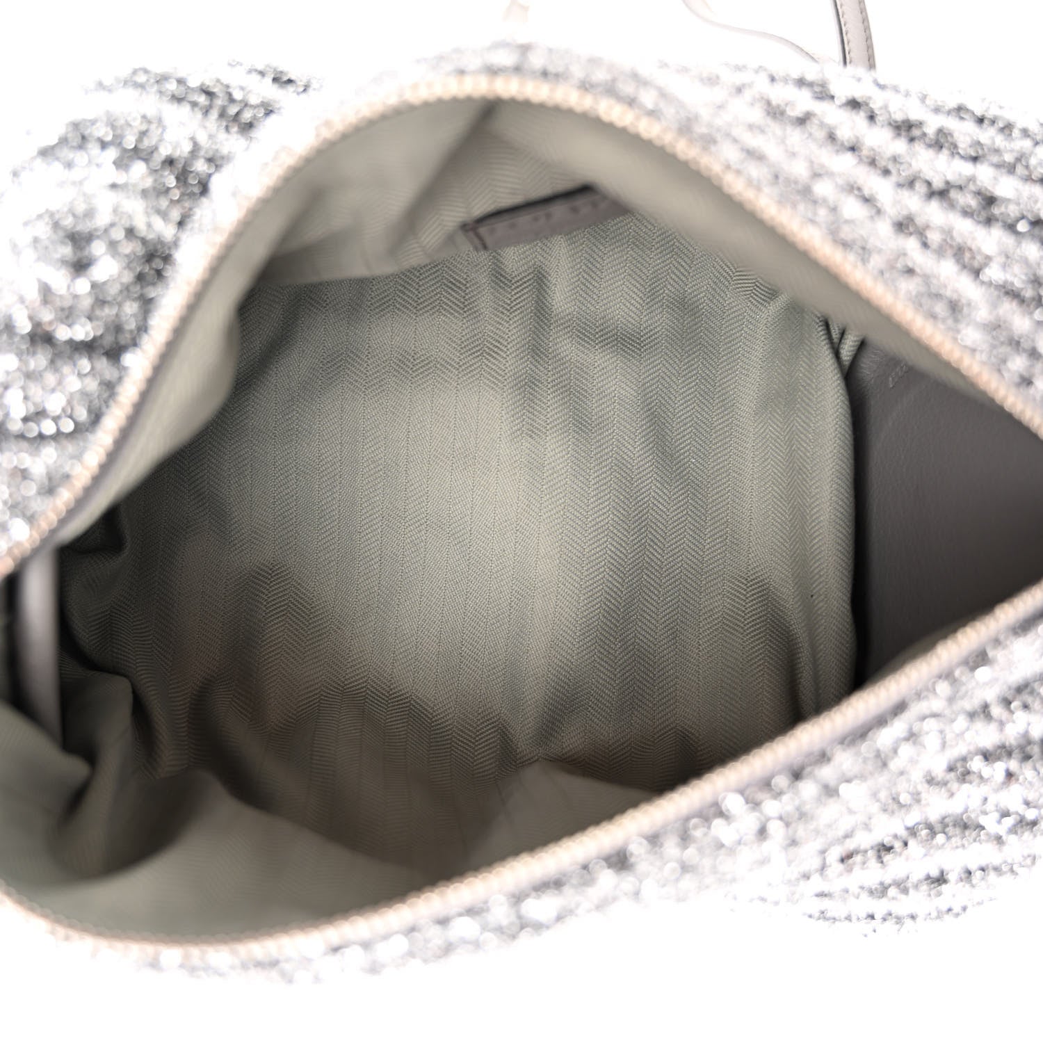 Loewe Metallic Lurex Pleated Bracelet Pouch Shoulder Bag Silver 5 of 9