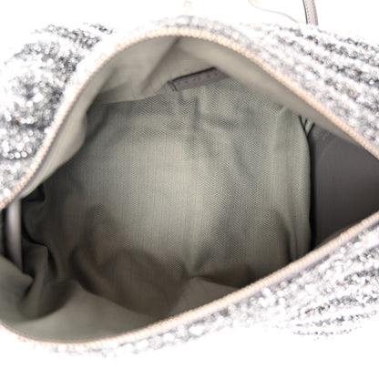 Loewe Metallic Lurex Pleated Bracelet Pouch Shoulder Bag Silver 5 of 9