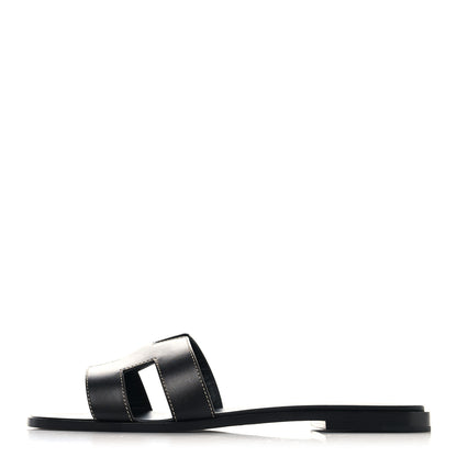 Hermes Box Calfskin Oran Sandals 41 Black 1 of 10