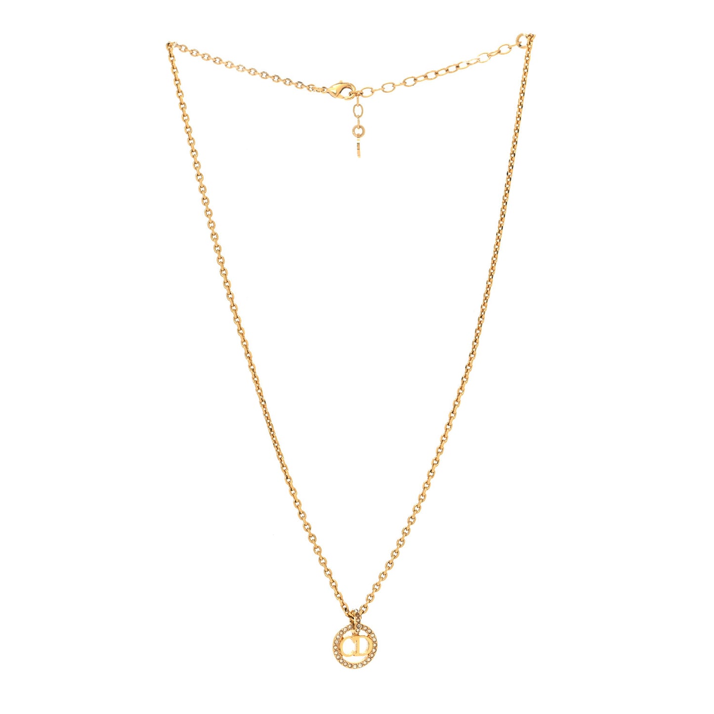 Metal Crystal CD Necklace Gold