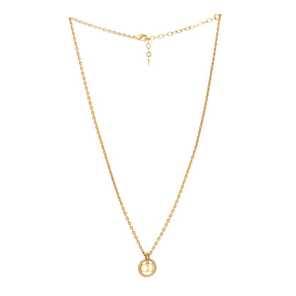 Christian Dior Metal Crystal CD Necklace Gold 3 of 5