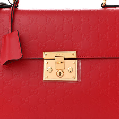 Gucci Guccissima Signature Medium Padlock Top Handle Bag Hibiscus Red 8 of 10