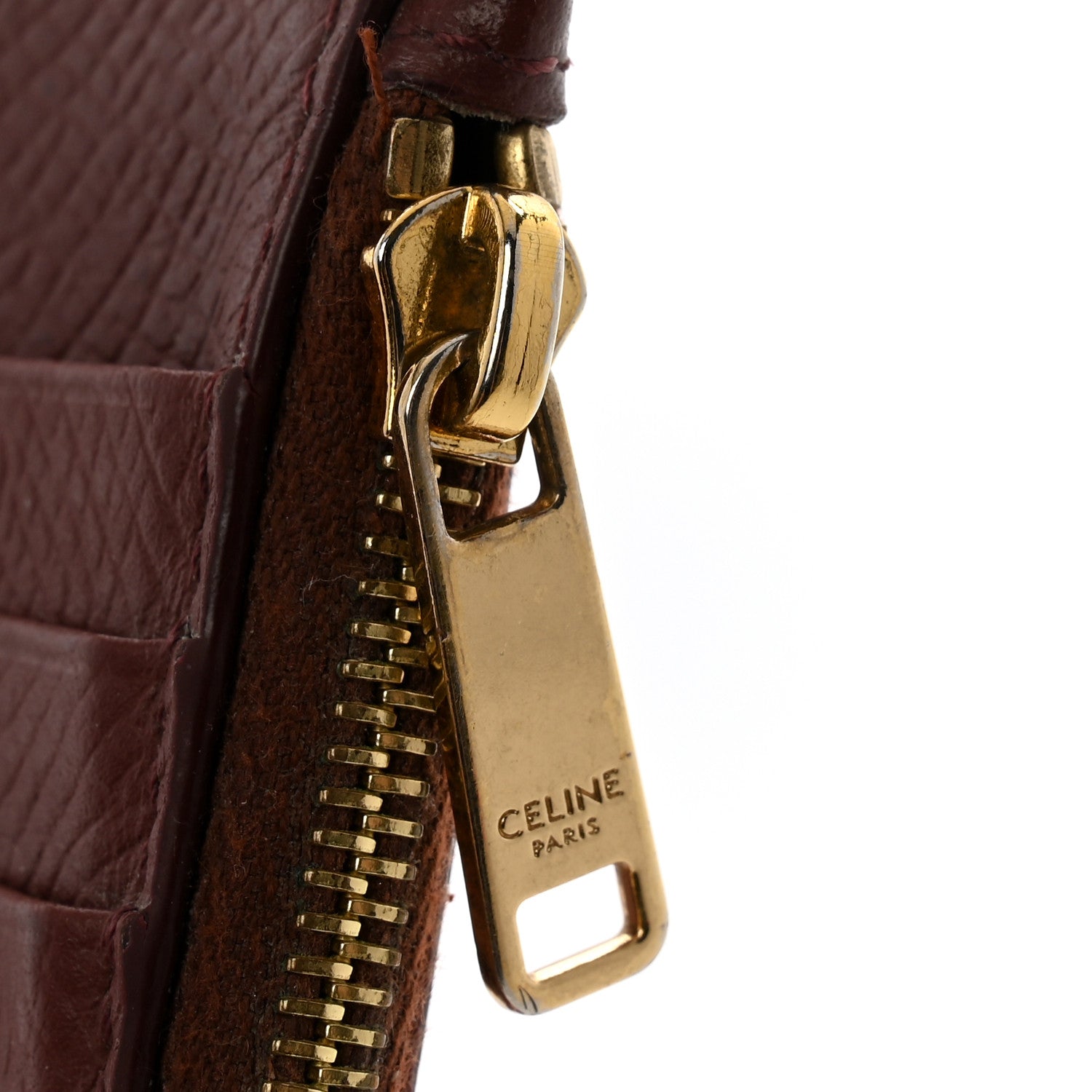 Celine Grained Calfskin Zipped Card Holder Grenat 10 of 15