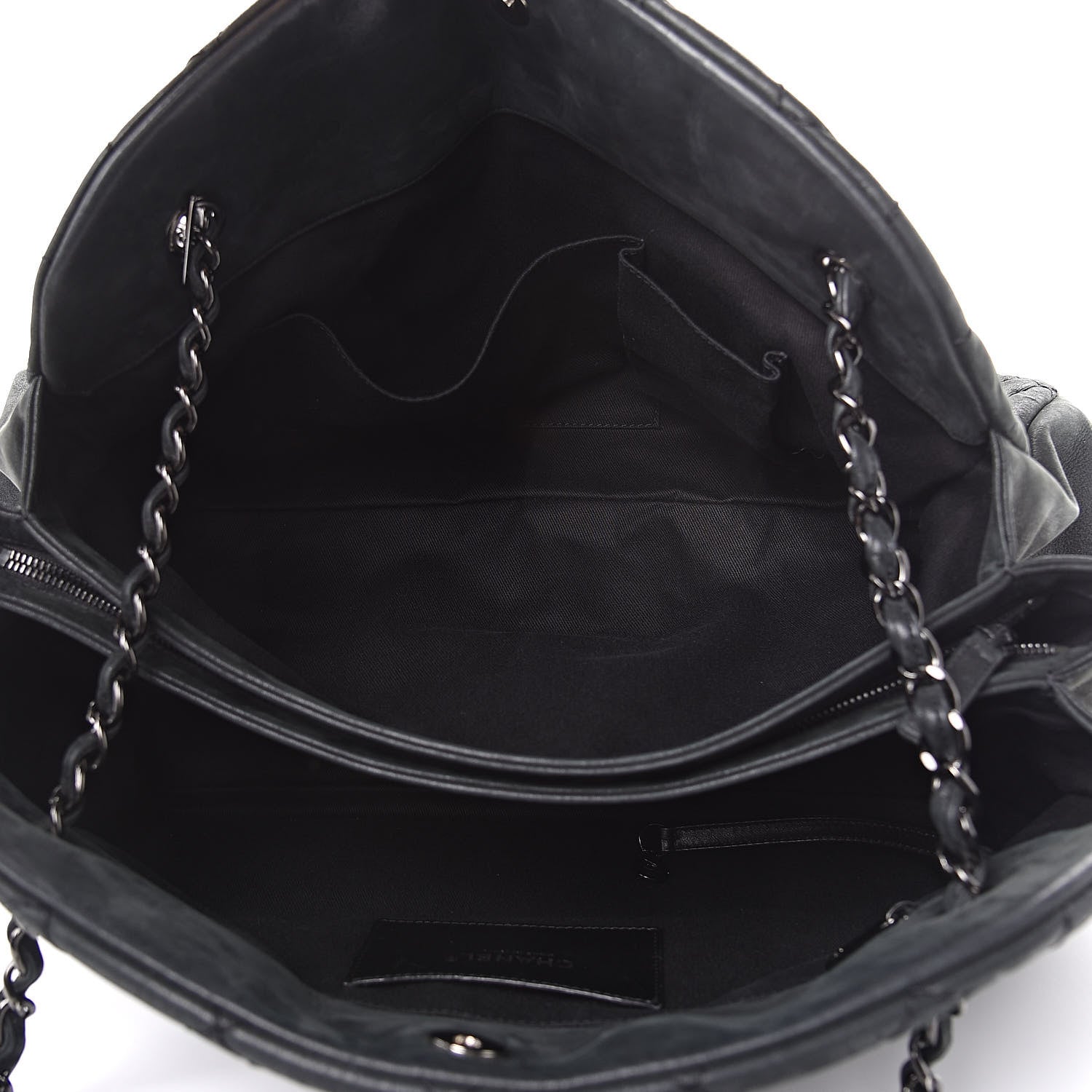 Chanel Iridescent Calfskin Stitched Extra Large Just Mademoiselle Bowling Bag Black 6 of 15