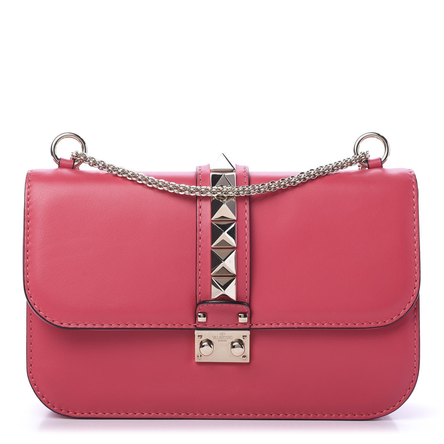 Valentino Garavani Vitello Medium Glam Lock Rockstud Flap Deep Rose 1 of 13