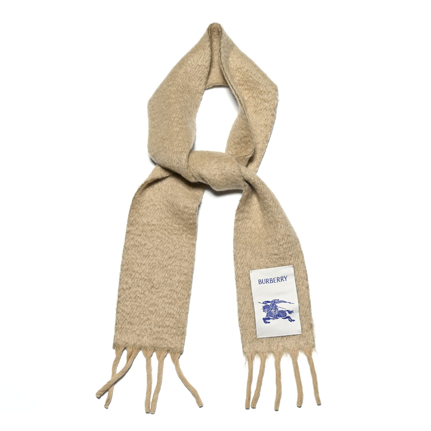Burberry Wool Mohair Fringe Scarf Beige 1 of 3