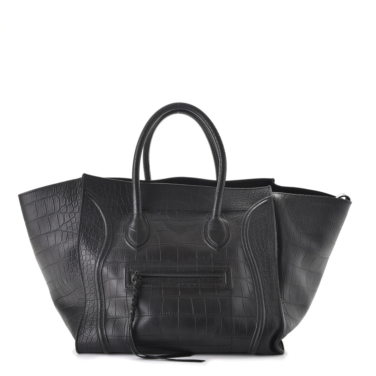 Celine Crocodile Embossed Calfskin Large Phantom Luggage Black 1 of 14