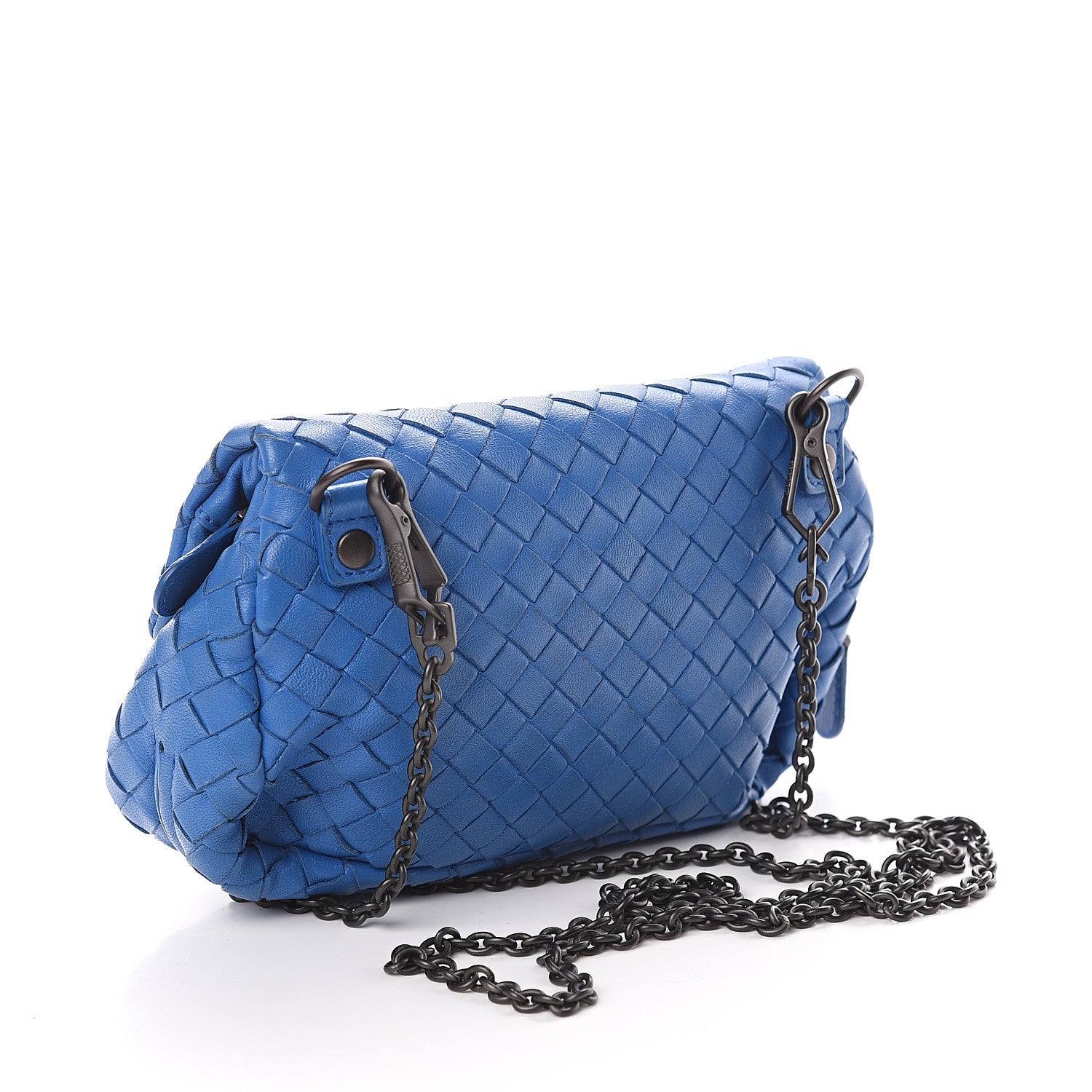 Bottega Veneta Nappa Intrecciato Small Chain Crossbody Blue 2 of 8